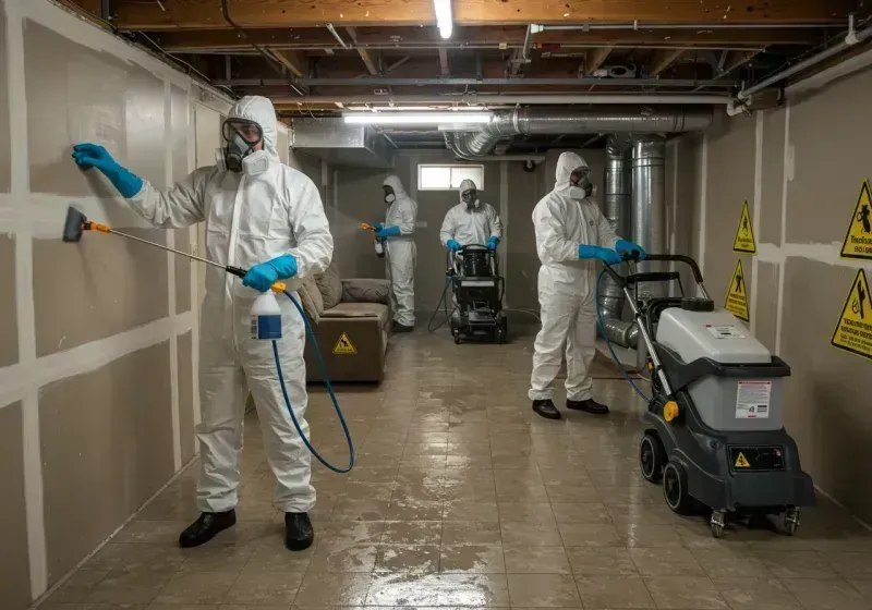 Basement Moisture Removal and Structural Drying process in Hawkinsville, GA